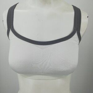 Lily Of France Cross Back Sports Bra Size M Lined Padded Mesh Athletic White